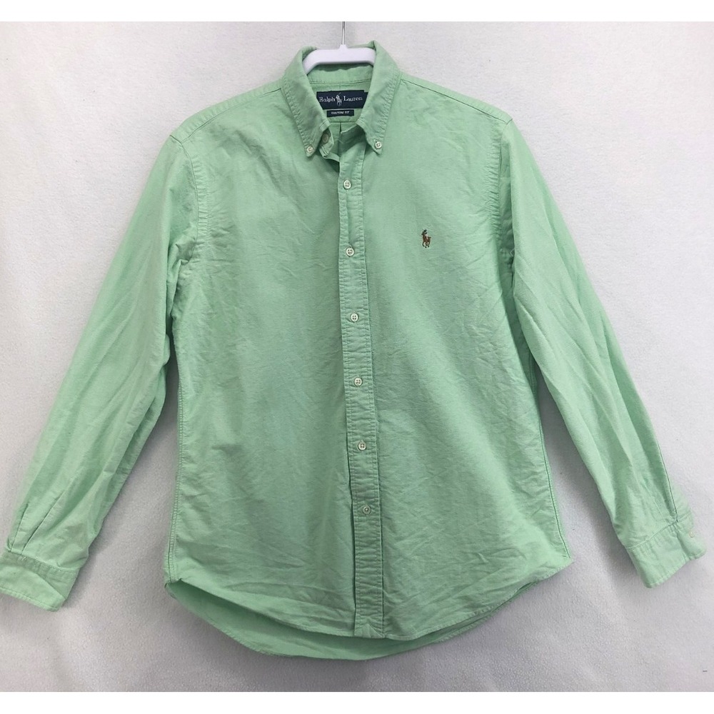 Ralph Lauren Mens Custom Fit Button Down Shirt Oxford Long Sleeve Flesh Pony